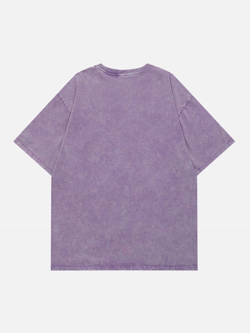 Violette  T Shirts Aelfric Eden Washed Irregular Letter Print Tee - OPK-2559170